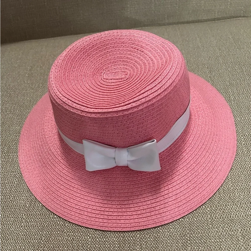 Janie & Jack Pink Kids Hat with White Bow‎